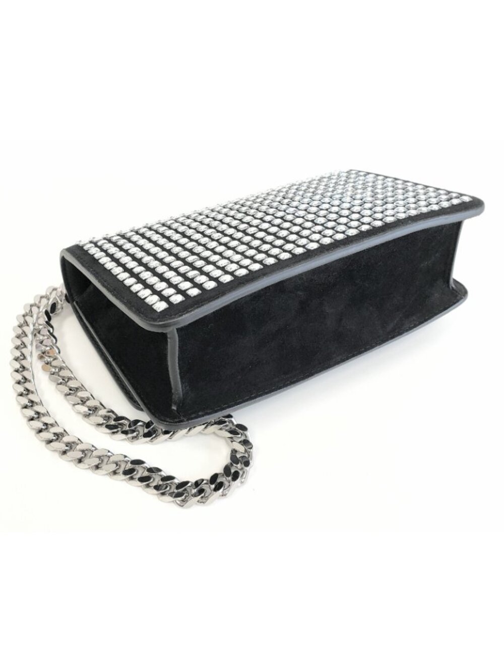 Burberry Women's Mini TB Crystal Black Suede Evening Clutch Shoulder Bag Italy - Picture 5 of 8